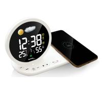 Technoline Réveil LED avec Charge sans Fil et Port de Charge USB Blanc 210 x 120 x 90 mm WT427