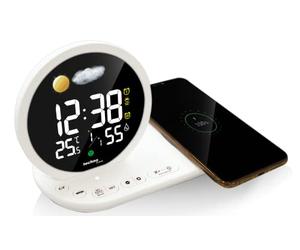 Technoline Réveil LED avec Charge sans Fil et Port de Charge USB Blanc 210 x 120 x 90 mm WT427