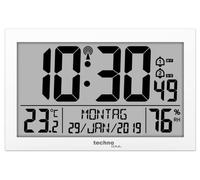 Technoline WS 8016 WS8016WEISS Horloge Murale numérique Moderne Radio-pilotée en Plastique avec Affichage de la température Blanc 225 x 143 x 24 mm