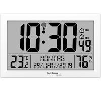 Technoline WS 8016 WS8016WEISS Horloge Murale numérique Moderne Radio-pilotée en Plastique avec Affichage de la température Blanc 225 x 143 x 24 mm