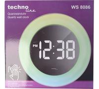 Technoline WS 8086 Horloge à quartz avec écran LED miroir et lumière d'ambiance avec table et support mural