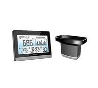 Technoline WS9016 Pluviomètre Pluviomètre Moniteur de Pluie Capteur de Pluie avec température intérieure et extérieure Horloge Radio-pilotée Histoire de Pluie Noir
