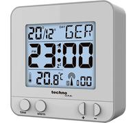 Technoline WT 235 Réveil Radio-piloté argenté avec capteur Tactile, Plastique, 8 x 2,5 x 8 cm