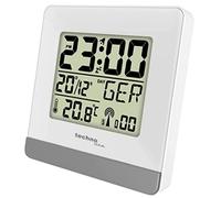 Technoline WT 260 DCF77 Radio-réveil avec température intérieure, Date et Jour de la Semaine, Fonction Snooze, Grand écran LCD, Radio numérique pour Chambre à Coucher, Bureau, Blanc