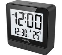 Technoline WT375 Petit réveil numérique Radio-piloté avec écran Effet e-Reader, Horloge d'alarme, env. 6 cm, Noir