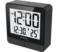 Technoline WT375 Petit réveil numérique Radio-piloté avec écran Effet e-Reader, Horloge d'alarme, env. 6 cm, Noir