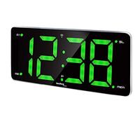 Technoline WT486 Réveil radio-piloté avec grand affichage, LED verte, écran à intensité variable en continu, radio-réveil, 2 alarmes réglables, horloge radio-pilotée, chiffres LED verts, taille XXL, 2