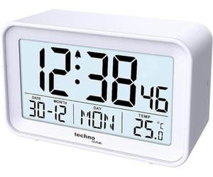 technoline WT497 Réveil numérique Moderne, température intérieure, Date, Jour de la Semaine, Alarme et Snooze, Blanc