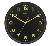 Technoline WT8500-1 Horloge Murale analogique Radio-pilotée en Plastique Doré/Noir Ø 30 cm