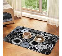 Technologie de Rendu Gear Metal Art numérique,Tapis d'alimentation pour Animaux de Compagnie, Sets de Table en Cuir PU pour Chats et Chiens,40x60cm