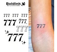 Technologie de tatouage non permanent, tatouage inspiré du numéro angélique 7, numéro chanceux, tatouage magique imperméable et , dure 1-2 semaines, autocollant de tatouage temporaire à l'aspect natur