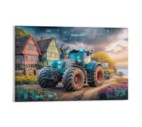 Technologie du tracteur intelligent Single Véhicule agricole futuriste Art Sur Toile Art Mural Amovible Décoration Murale En Toile Pour Cuisine Espace Économisant Prêt À Accrocher 16x24inch(40x60cm)