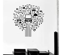 Technologie Informatique Internet Réseau Social Vinyle Sticker Mural Bureau Maison Chambre Art Décoration Murale Autocollant Mural 73X71Cm