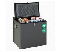 Techomey Congélateur Trimixte, 70L, Congélateur Camping 12V 220V Gaz avec Panier Amovible, pour Chalet, Cabanon,Gîte, Mobile-home, Garage, Maison, Noir