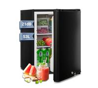 Techomey Frigo Camping Car 12V 220V, 53L, Frigo 12V 220V, avec Serrure, Réfrigérateur Camping pour Maison, Caravane, Fourgon, Silencieux, 0 °C à 10 °C, Noir