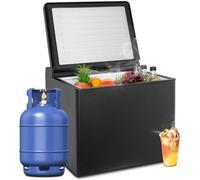 Techomey Frigo Gaz, Frigo Trimixte pour Camping Car, Réfrigérateur 12V 220V Gaz, 40L, Glacière à Absorption, pour Caravane, Gîte, Mobile-home
