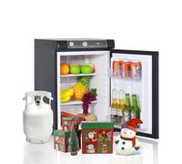 Techomey Frigo Trimixte 12V 220V Gaz, Frigo Gaz 60L, 28/30mbar, Frigo Camping Car, Réfrigérateur Silencieux pour Maison, Chalet, Caravane, Mobile-Home, Gîte, Noir