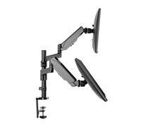 TechOrbits Sont à double bras d'écran d'ordinateur C Clamp sur le bureau Monitor Riser Full Motion pivotant Articulé ressorts à gaz Universal Fit for 17 "32" 180 degrés de rotation Vesa Mont dual Monitor