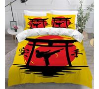 TECHPO Housse de Couette 220x240 Style Japonais Parure de Lit 3 pièces Literie Rouge Japonais 3D HD Impression Microfibre avec Fermeture éclair Hiver Housse de Couette pour Enfant et Adulte