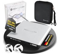techPulse120 Externe USB 3.1 USB-C UHD 4k 3D M-DISC Blu-ray DVD CD HDR10 128GB Lecteur Graveur Burner Signature Paquet Sac 90cm Câble de Connexion Aluminium (Argent)