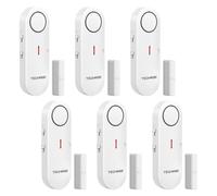 TechRise Alarme de Porte Alarme de Fenêtre, 3 Réglages de Volume Alarme de Sécurité Domestique sans Fil avec Sonnette de Porte, Installation Rapide pour Maison/Hôtel/Appartement/Garage (6 PCS)