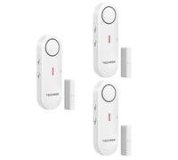 TechRise Alarme de Porte et Fenêtre, 3 Réglages de Volume, Alarme de Sécurité Domestique sans Fil avec Sonnette de Porte, Installation Rapide pour Maison/Hôtel/Appartement/Garage (3 PCS Blanc)