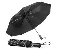 TechRise Parapluie Automatique Pliable Compact Coupe-vent avec 10 Baleines, Bouton Unique pour Ouverture et Fermeture, Portable pour Hommes et Femmes