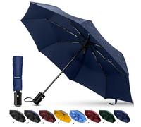 TechRise Parapluie, compact, solide, coupe-vent, automatique, pliable, léger, portable, parapluie de golf pour la pluie, bleu, Piccolo