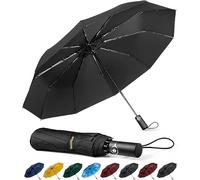 TechRise Parapluie Pliable, Parapluie Automatique Compact Coupe-vent avec 10 Baleines, Ouverture et Fermeture Automatiques à un Seul Bouton, Parapluie de Voyage Portable pour Hommes et Femmes, Noir