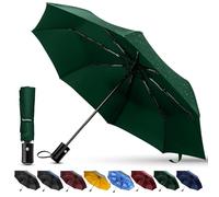 TechRise Parapluie résistant aux tempêtes avec ouverture et fermeture automatiques, parapluie de poche portable et pliable pour hommes, femmes et enfants, vert foncé, Pequeño