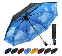 TechRise Parapluie résistant aux tempêtes, ouverture et fermeture automatiques, portable et pliable, extrêmement imperméable et robuste, grand parapluie pour hommes et femmes