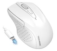 TechRise Souris Bluetooth Rechargeable(BT5.0/3.0 et 2.4G),Souris sans Fil USB 4800 DPI, Souris Ergonomique Silencieuse,Mouse Adaptée pour PC, Mac, Ordinateurs Portables et Toutes Surfaces, Blanc
