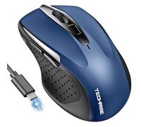 TechRise Souris Bluetooth,Souris Sans Fil (BT5.0/3.0 et 2.4G),Souris rechargeable USB 4800 DPI, Souris Ergonomique Silencieuse,Mouse Adaptée Pour PC, Mac, Ordinateurs Portables et Toutes Surfaces,Bleu