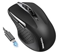 TechRise Souris Bluetooth,Souris Sans Fil (BT5.0/3.0 et 2.4G),Souris rechargeable USB 4800 DPI, Souris Ergonomique Silencieuse,Mouse Adaptée Pour PC, Mac, Ordinateurs Portables et Toutes Surfaces,Noir