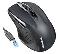 TechRise Souris Bluetooth,Souris Sans Fil (BT5.0/3.0 et 2.4G),Souris rechargeable USB 4800 DPI, Souris Ergonomique Silencieuse,Mouse Adaptée Pour PC, Mac, Ordinateurs Portables et Toutes Surfaces,Gris