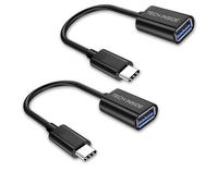 TechSide Adaptateur USB Type C 3.1 10 Gbit/s [Lot de 2] | Adaptateur USB C mâle vers USB A femelle | Transfert et téléchargement de données | Câble USB Type C 3.1 OTG Noir