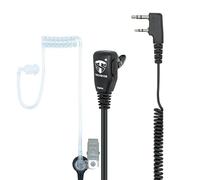 TECHSIDE Microphone Casque Pneumatique Transparent Kenwood à 2 Broches avec Clip Transmetteur Radio Compatible TI-F8 + TS-T9+ Midland G10, G11V, CT890, BaoFeng UV5RA BF-888S