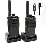 TechSide TS-T1 | Talkie-walkie Radio | 16 canaux Pmr | sans Licence IP54 Vox | Recharge Rapide USB Type C Clonage WiFi | Restaurant Montagne Cyclisme Randonnées Stades (2 pièces)