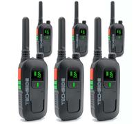 Techside TS-T2 Talkie-Walkie Professionnel à 16 Canaux PMR446 (Utilisation Libre) | VOX à 5 Niveaux | Balayage Automatique des Canaux | Écouteur et Chargeur (4. TS-T2+6 PMR446, TS-T2)