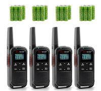TechSide TS-T3 Go Talkie-Walkie PMR446, 16 Canaux, Portée 10 km, Recharge USB-C, avec Piles Rechargeables, Lampe LED, Lot de 4