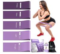 TechStone Lot de 5 bandes de résistance pour homme et femme, différents niveaux de résistance, bande élastique pour la maison, la gym, les exercices de longue durée,la fitness,le yoga-Sac de transport