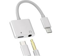 TECHTA Adaptateur USB C vers Jack 3,5 mm 2 en 1, Charge USB-C + Audio DAC, Compatible iPhone 15/16/17, Samsung, iPad, Xiaomi