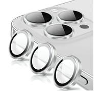 TECHTA Caméra Arrière Protection pour iPhone 16 Pro/16 Pro Max Verre Trempé,Protecteur Objectif Lentille,9H Dureté HD,Argent