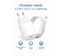 TECHTA Chargeur iPhone 20W avec Câble 1m Charge Rapide Compatible iPhone 14 13 12 11 X iPad