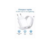 TECHTA Chargeur iPhone 20W avec Câble 1m Charge Rapide Compatible iPhone 14 13 12 11 X iPad