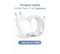 TECHTA Chargeur iPhone, Chargeur Rapide iPhone 20W avec Câble iPhone 2M, Chargeur USB C pour iPhone 14/13/ 12/11/ X/ 8/7