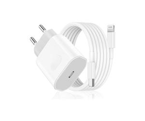 TECHTA Chargeur iPhone, Chargeur Rapide iPhone 20W avec Câble iPhone 2M, Chargeur USB C pour iPhone 14/13/ 12/11/ X/ 8/7