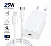 TECHTA - Chargeur Rapide 25W - USB-C - Câble 1M - Compatible Samsung Galaxy A16-4G/5G -A17-4G/5G-Blanc