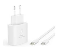 TECHTA Chargeur Rapide 25W USB C pour Samsung Galaxy Série S26 avec Câble Type C 1m Blanc