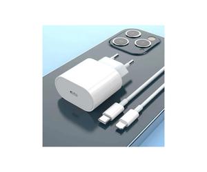 TECHTA Chargeur Rapide iPhone USB C 20W avec Cable 1M pour iPhone 14-14Pro-14 Pro Max-13 12 11, Adaptateur Type C Prise Secteur
